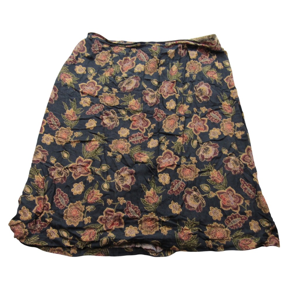 Radiffe Petite Floral Print Midi‎ Skirt Women's Small Rayon Elastic Waist